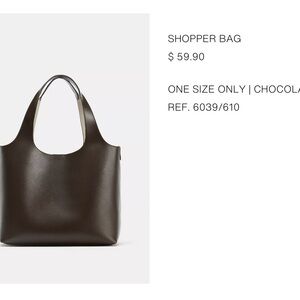 Zara Chocolate Brown Shopper Tote